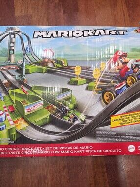 Hot Wheels Mario Kart Circuit Track Set With Toad & Donkey Kong Racers Complete
